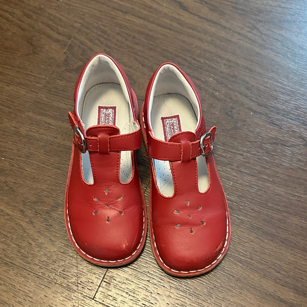 L'Amour Red Buckle Kids Dress Shoes